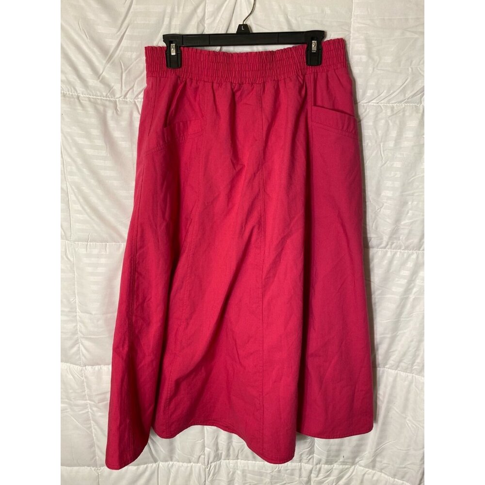 Modest Pink Skirt Elastic Waist Grannycore Women’s 12 Large Scandi Coastal Easy